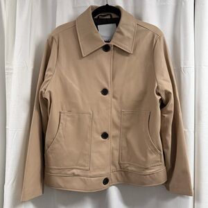 NVLT Tan Faux Leather Button Front Jacket Size M